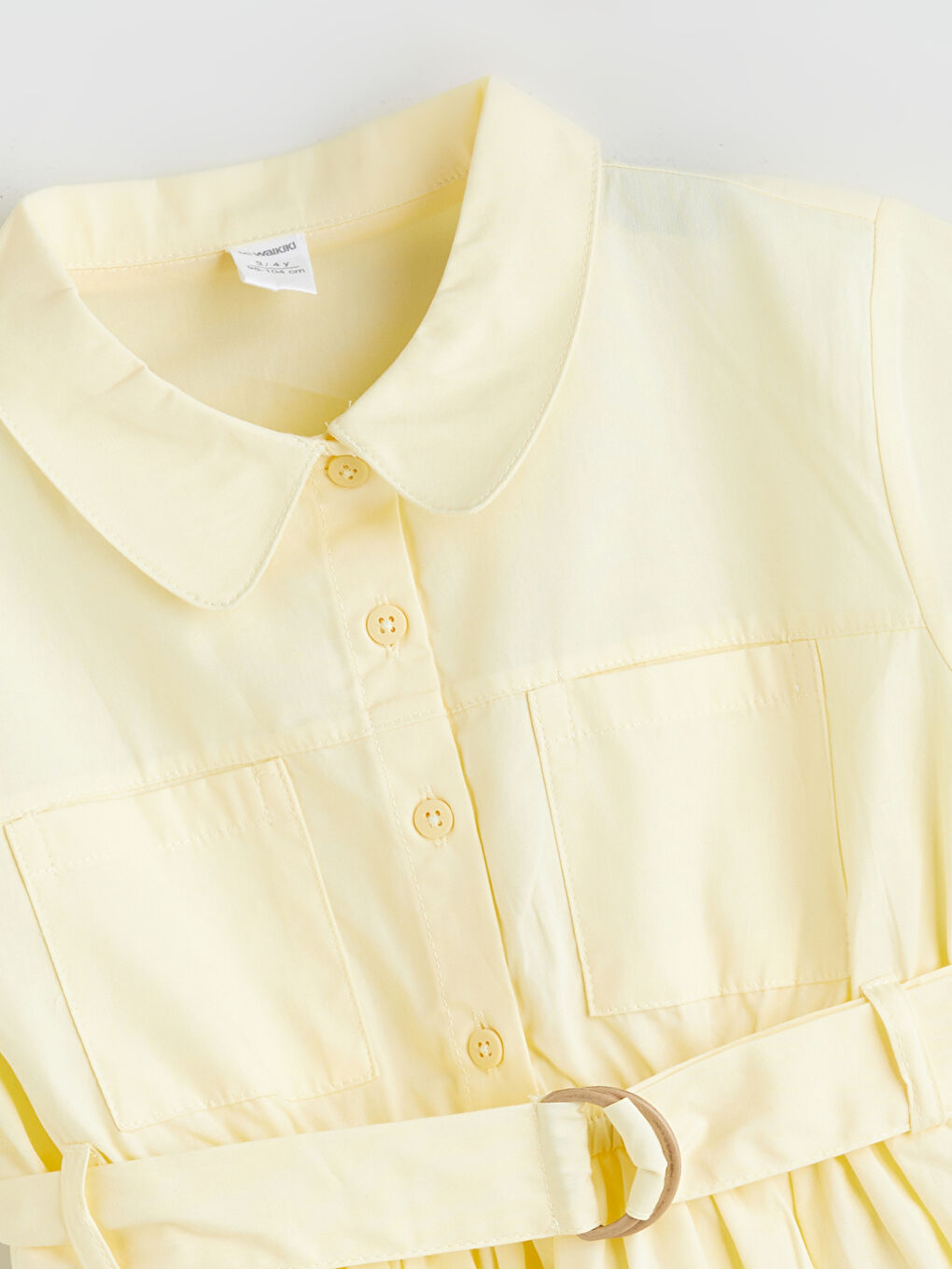 Sarı Kemerli Basic Kız Çocuk Elbise-1