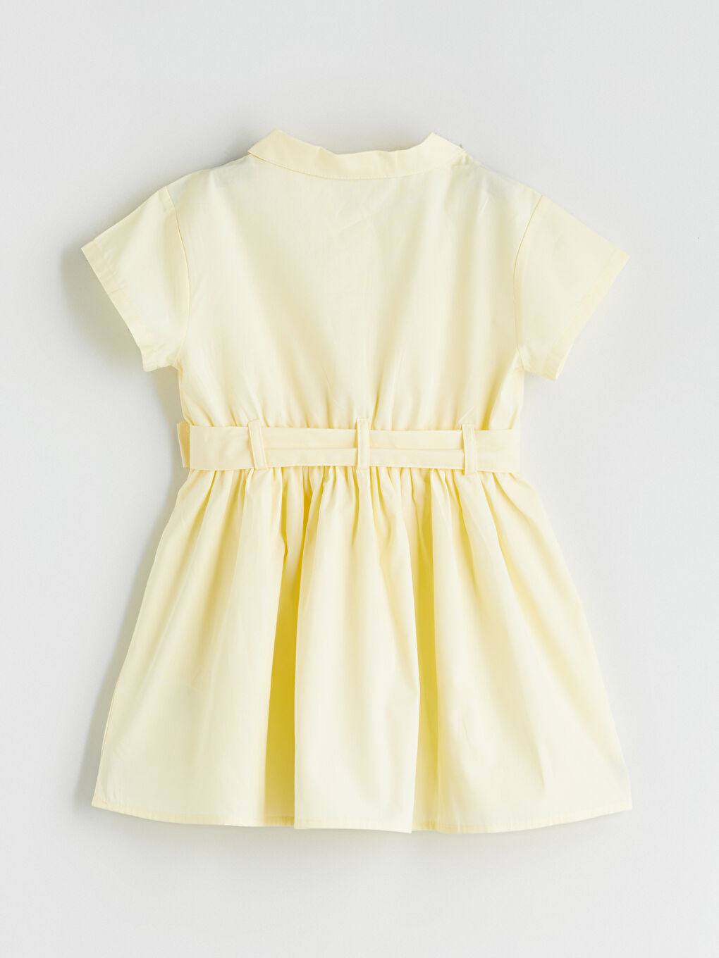 Sarı Kemerli Basic Kız Çocuk Elbise-2