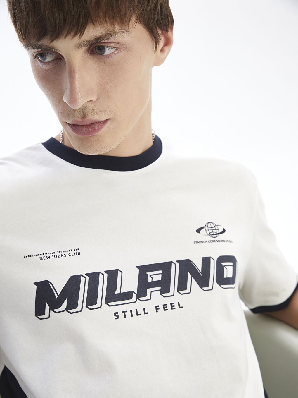 Crew Neck Milano Printed Jersey Men's T-Shirt -S5RI24Z8-R9J