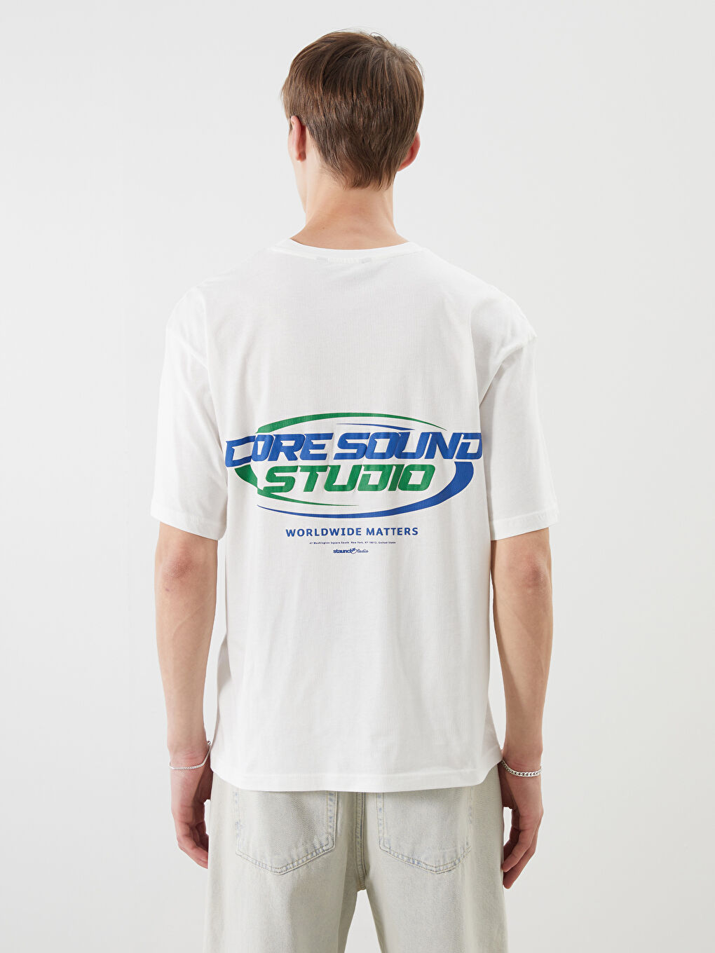 Crew Neck Short Sleeve Printed Combed Cotton Men's T-shirt-3