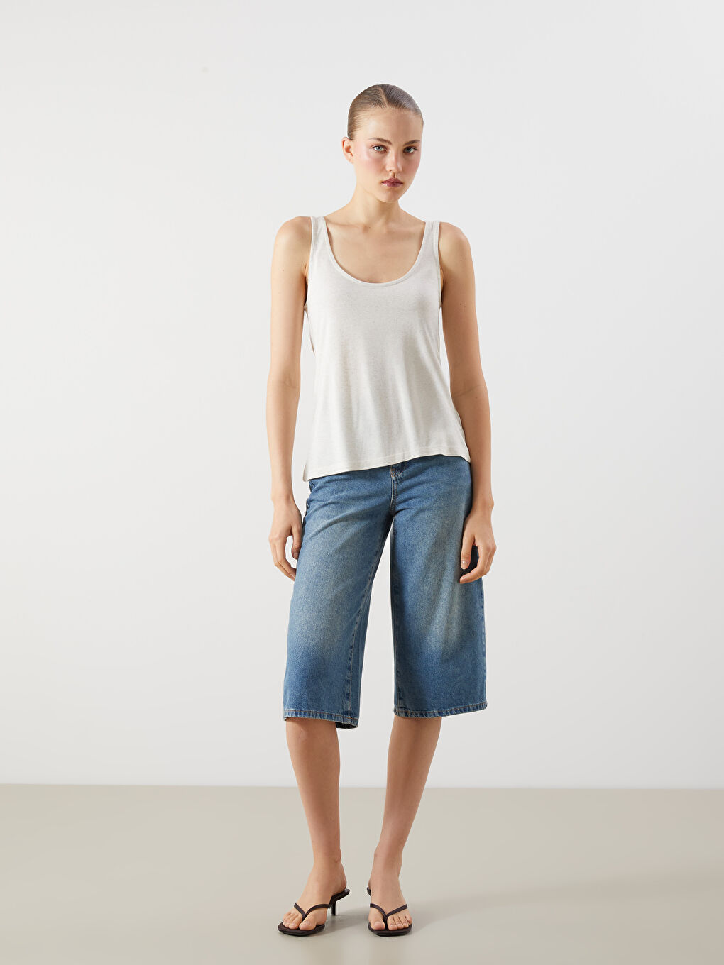 Woman ECRU Tank Top -S5RI39Z8-FDL