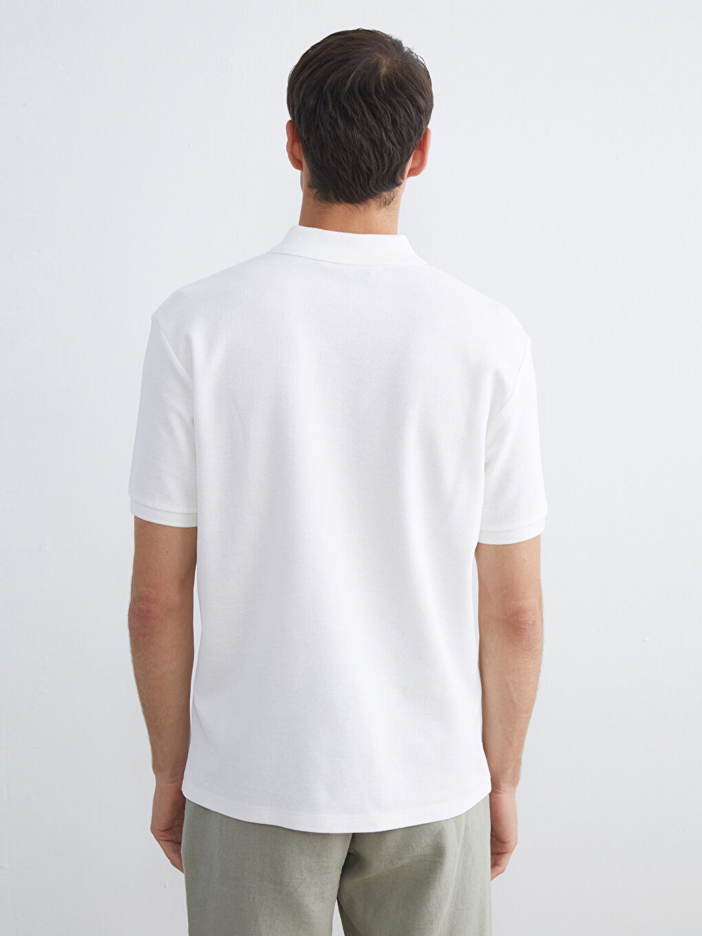 Ekru Polo Yaka Erkek Tişört-3