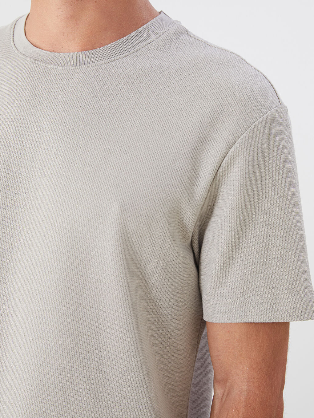 Gri Bisiklet Yaka Erkek Tişört-2