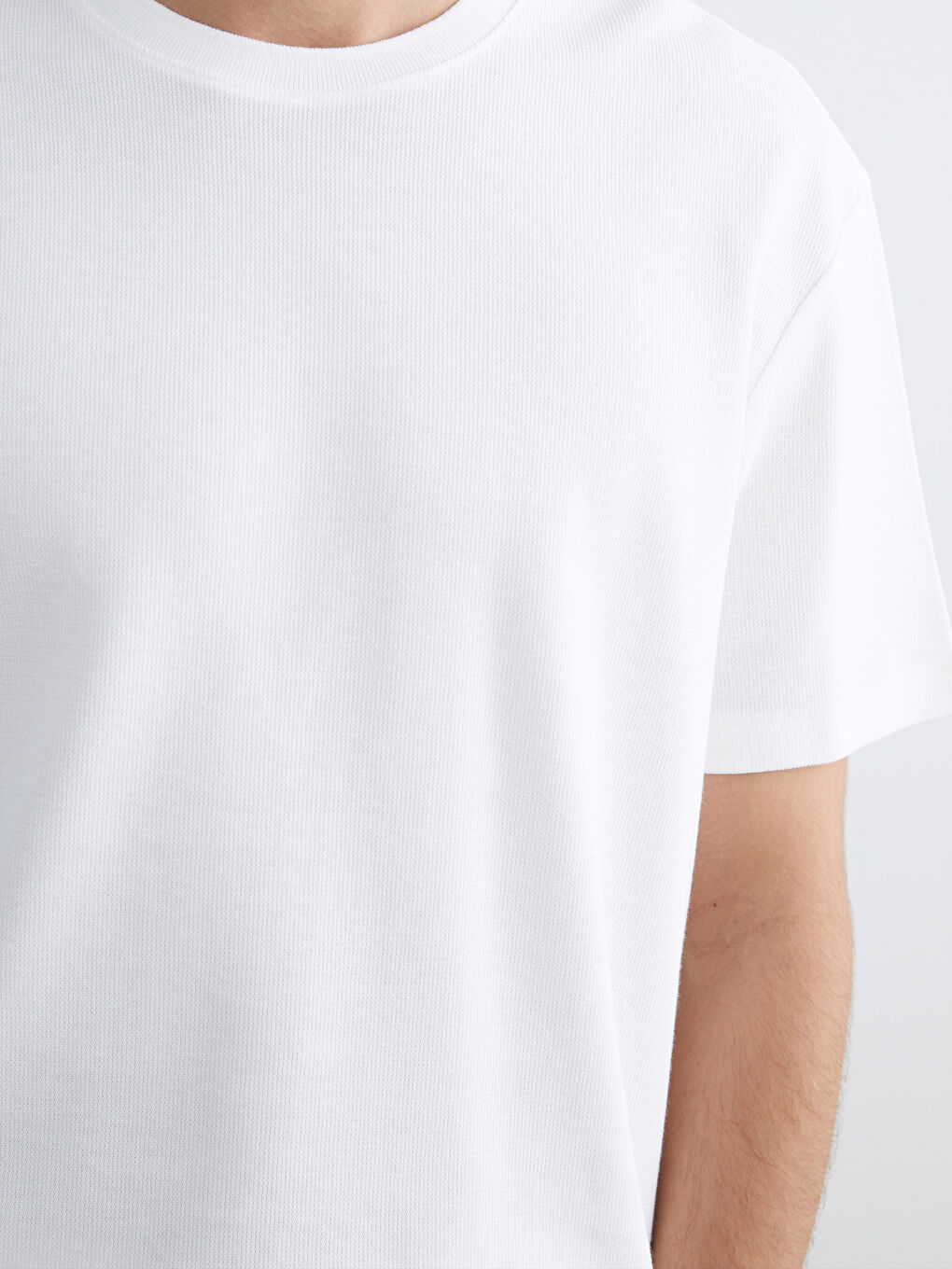 Ekru Bisiklet Yaka Erkek Tişört-2