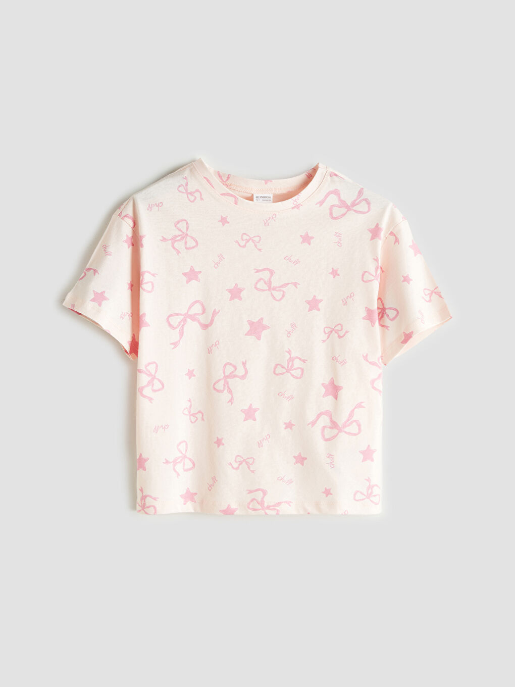 Pembe Bisiklet Yaka Kız Çocuk Pijama Üst