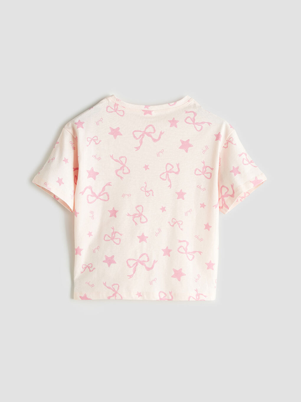 Pembe Bisiklet Yaka Kız Çocuk Pijama Üst-1