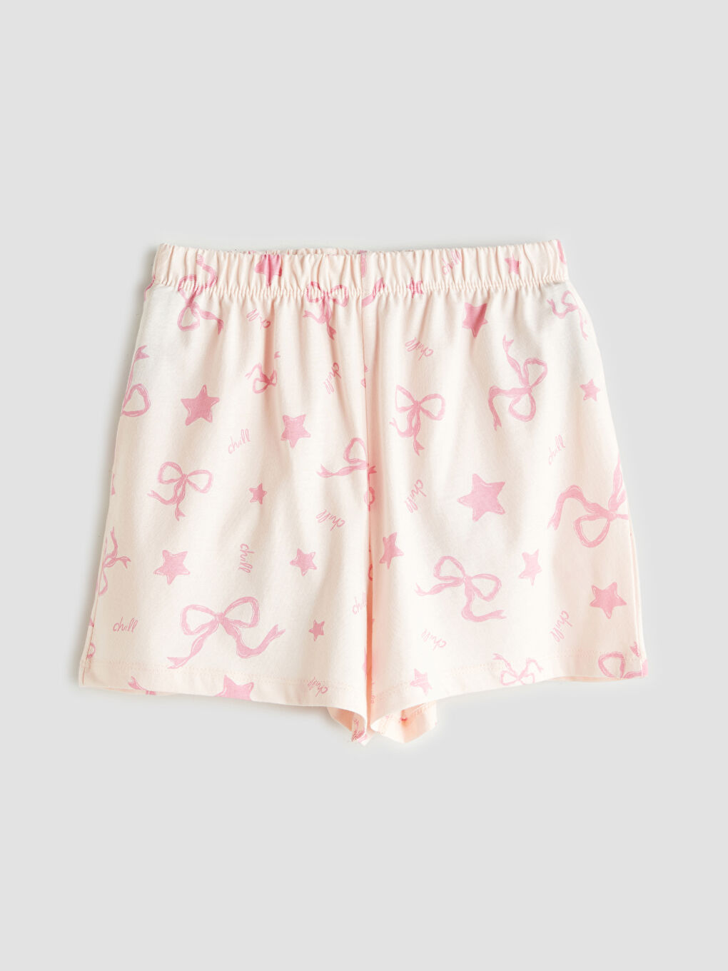 Pembe Beli Lastikli Kız Çocuk Pijama Şort