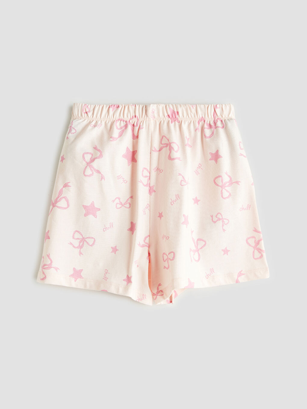 Pembe Beli Lastikli Kız Çocuk Pijama Şort-1