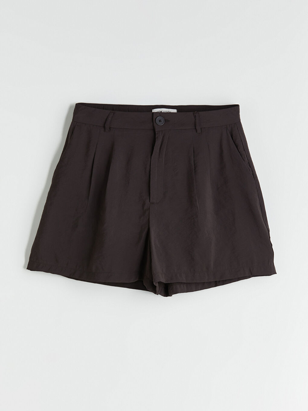 Kahverengi Loose Fit Modal Karışımlı Kadın Pileli Şort-4