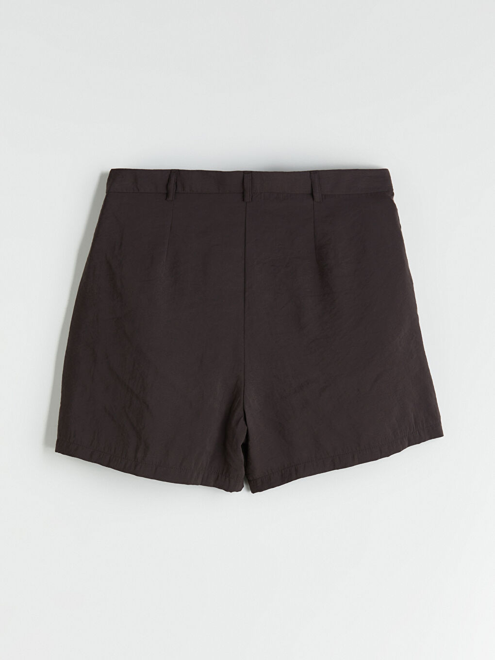 Kahverengi Loose Fit Modal Karışımlı Kadın Pileli Şort-5