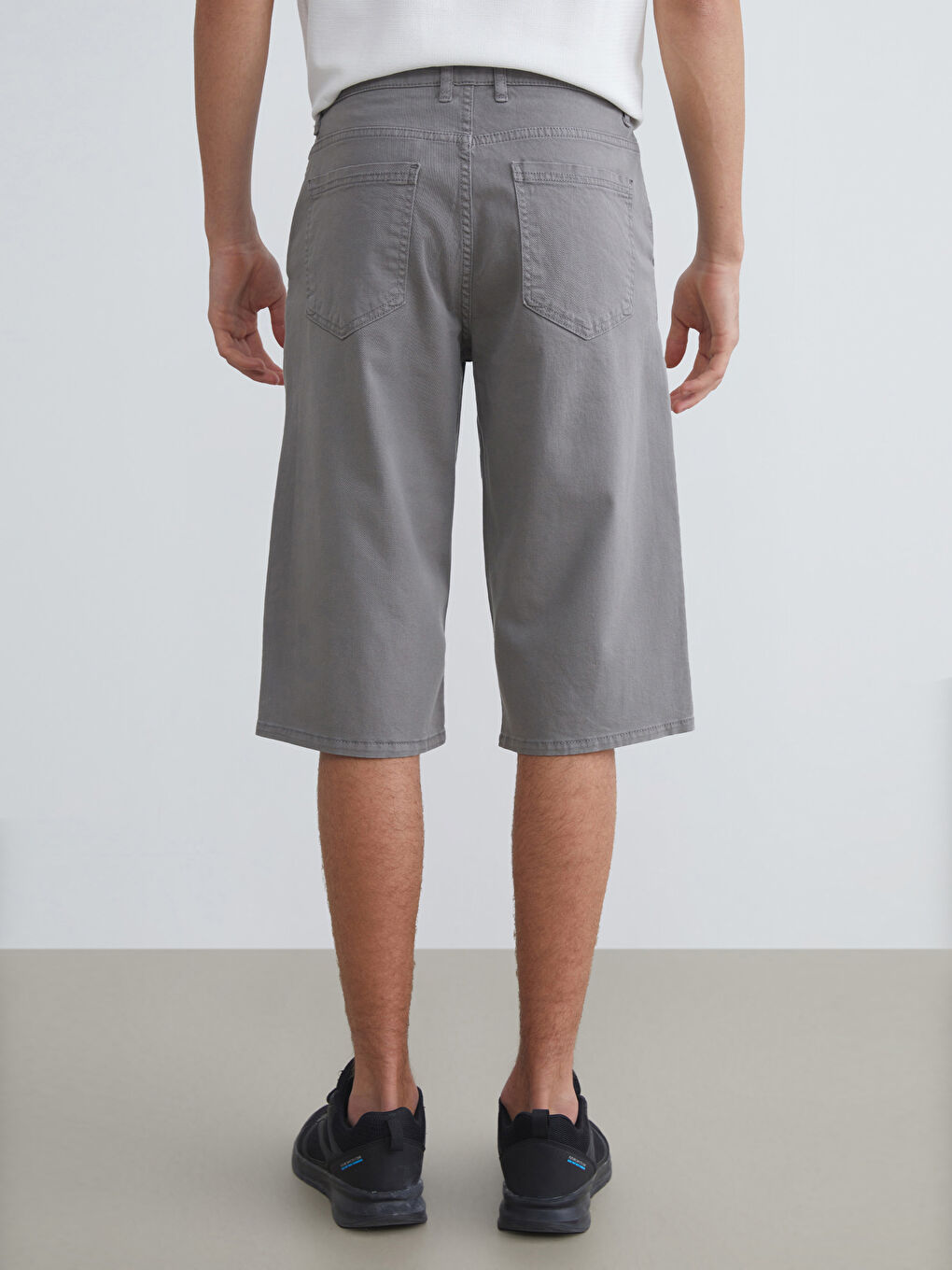 Haki Standart Kalıp Erkek Jean Şort-3