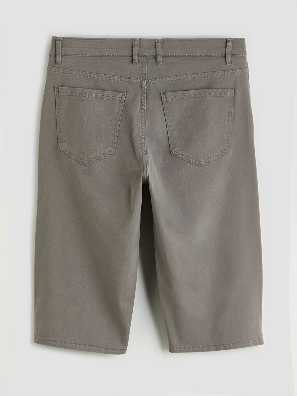 Haki Standart Kalıp Erkek Jean Şort-5