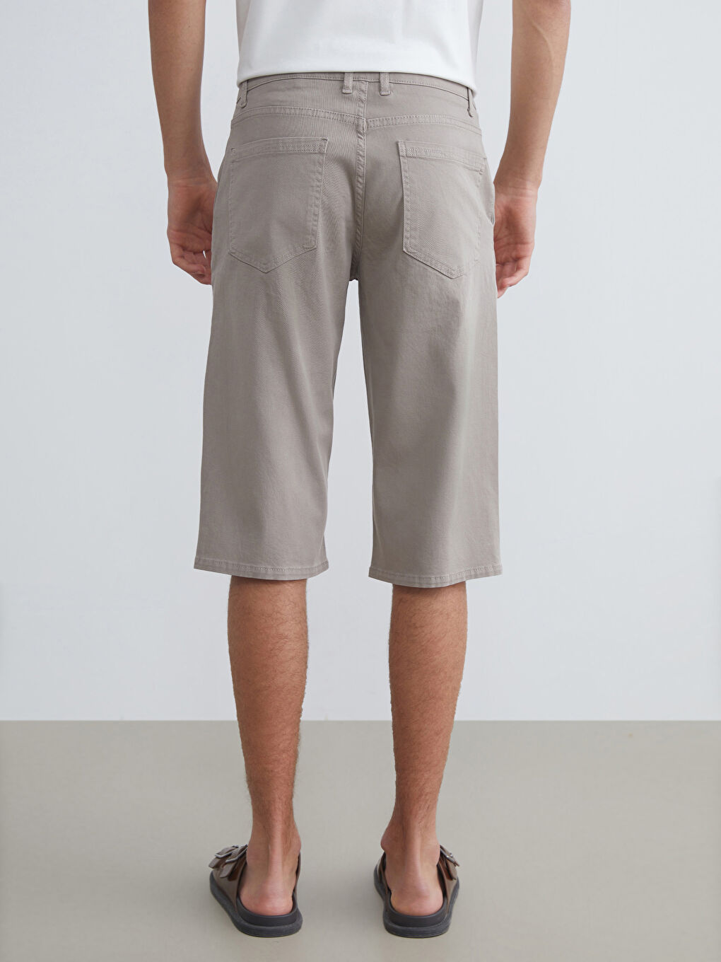 Bej Standart Kalıp Erkek Jean Şort-3