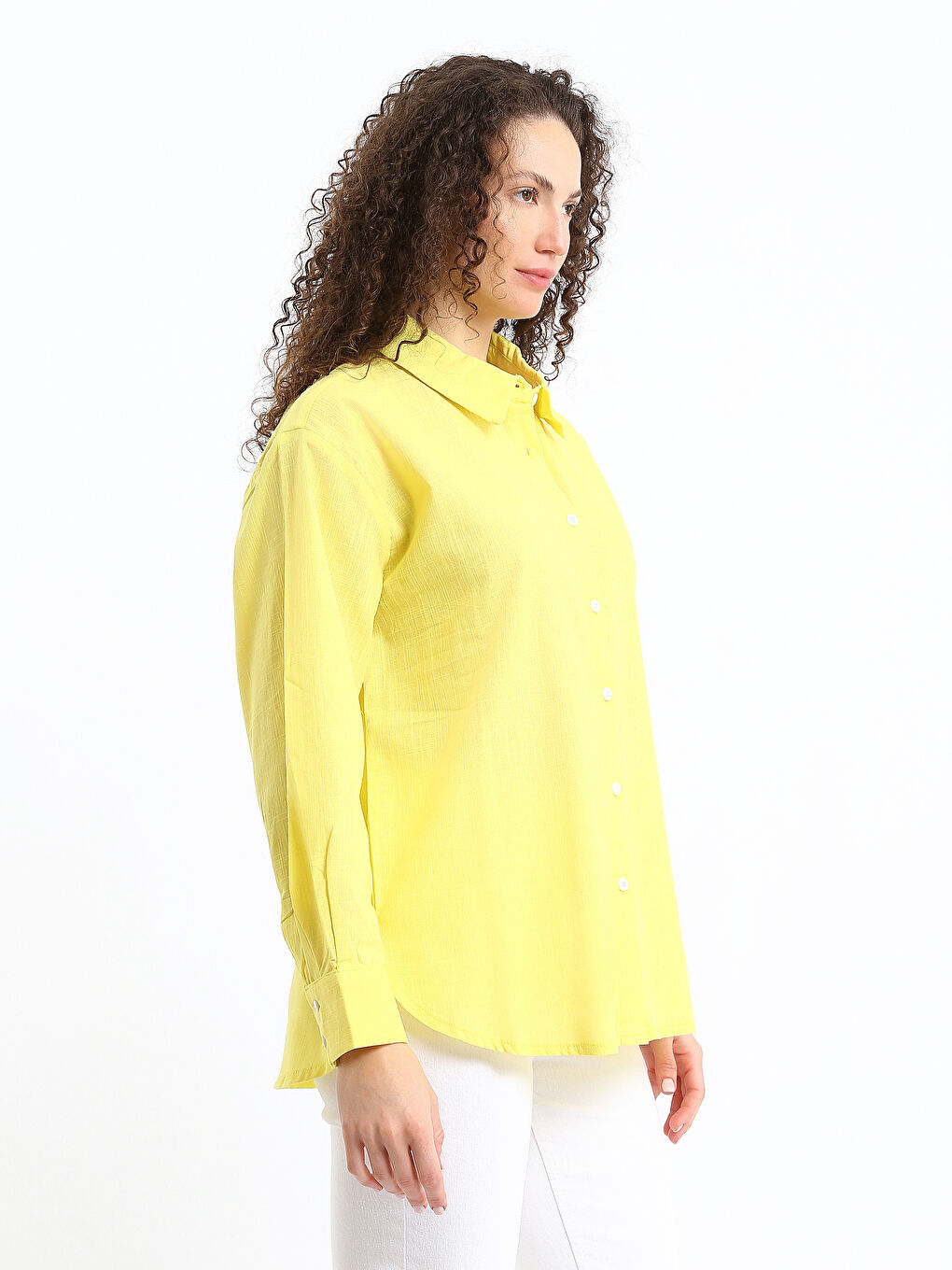 Plain Long Sleeve Oversize Women's Shirt-3