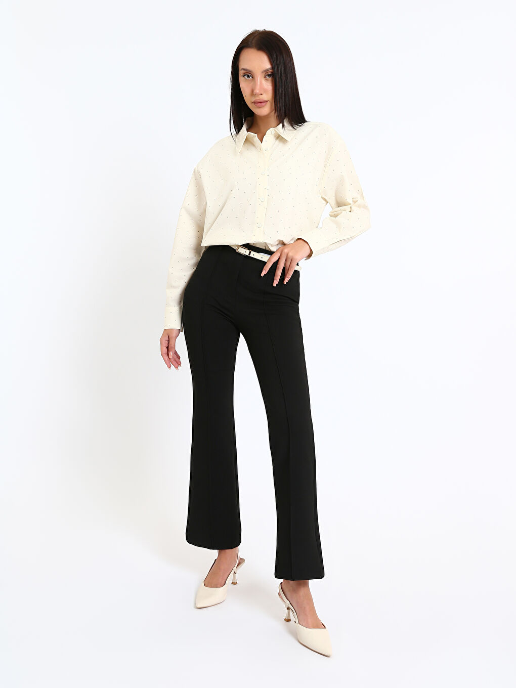 Polka Dot Oversize Women's Shirt-1