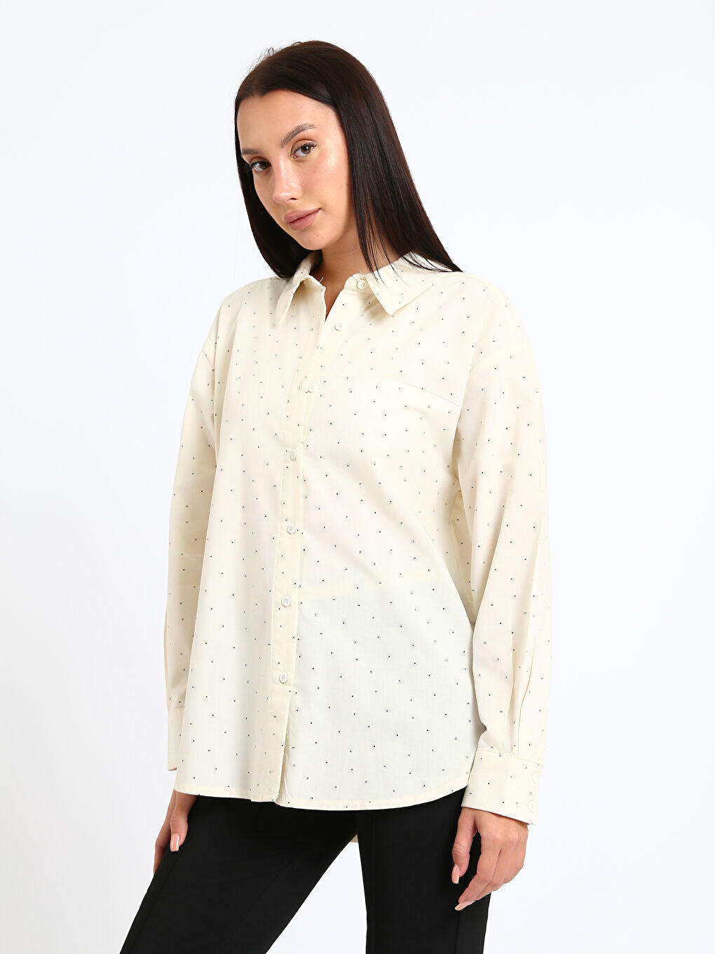 Polka Dot Oversize Women's Shirt-3