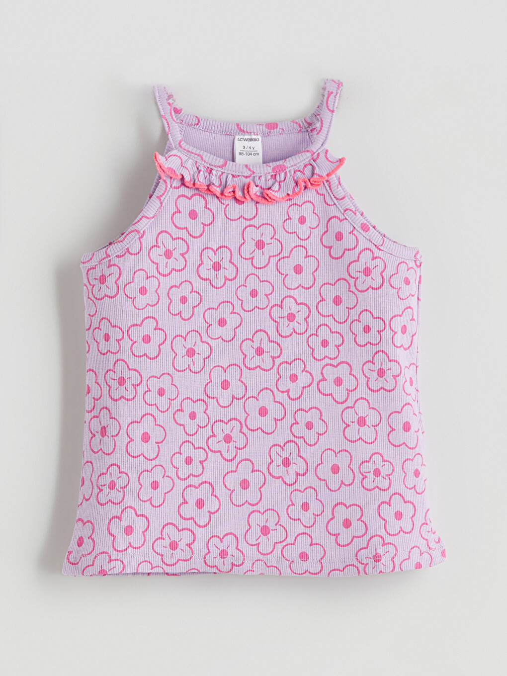 Lila Halter Yaka Çiçekli Kız Çocuk Atlet