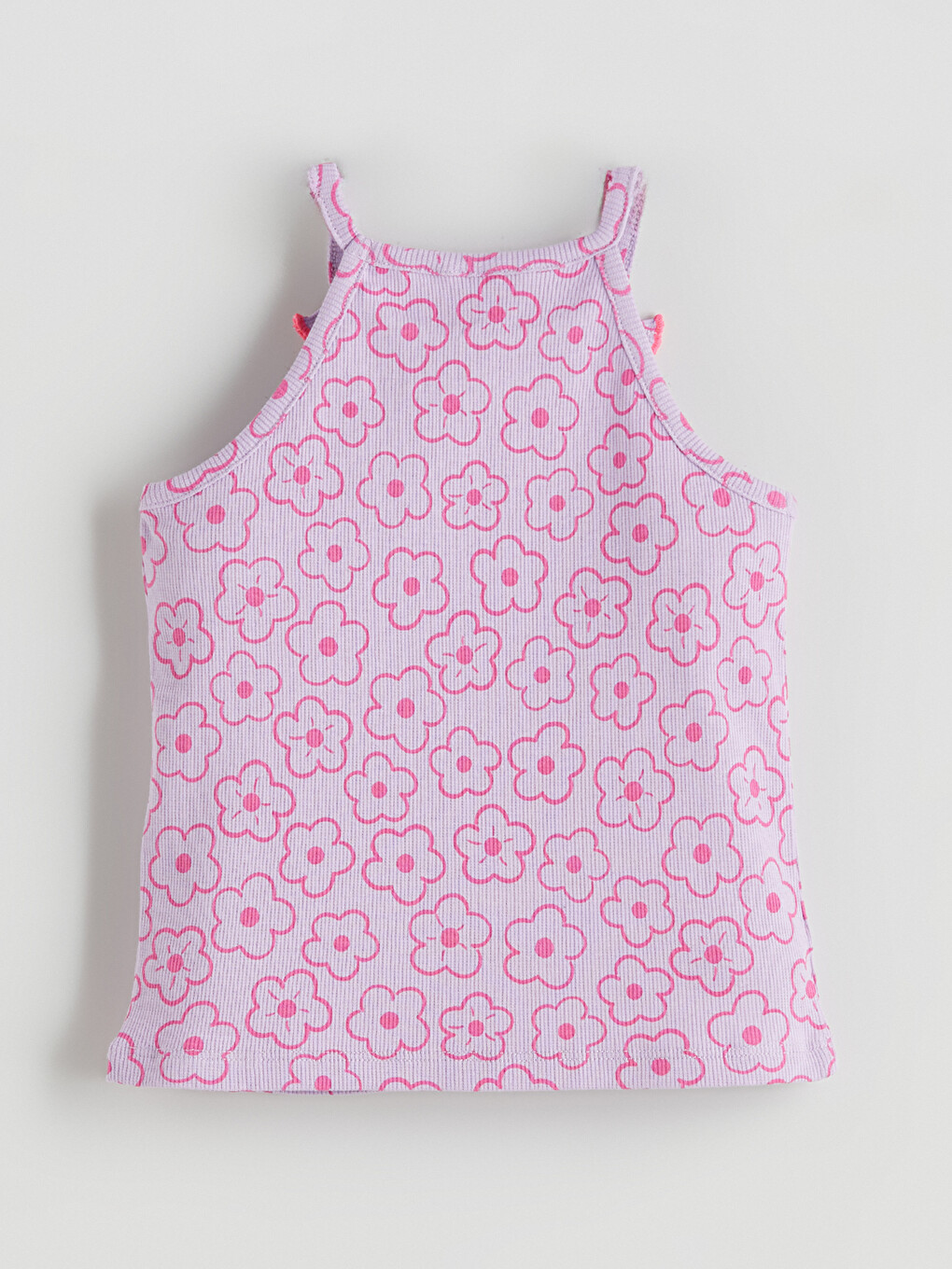 Lila Halter Yaka Çiçekli Kız Çocuk Atlet-1