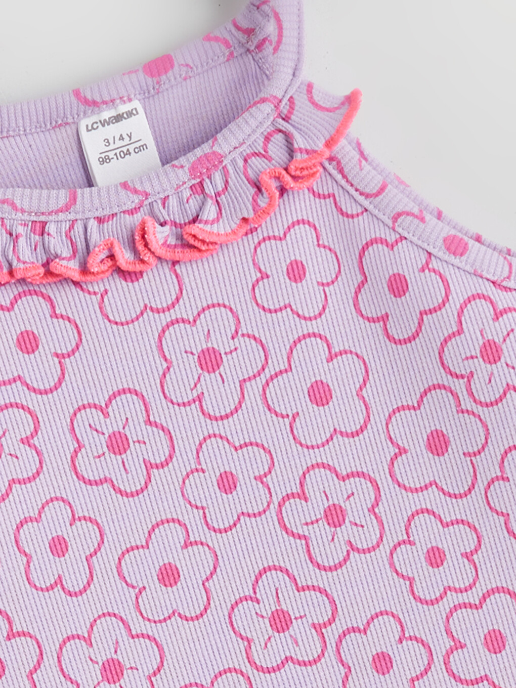 Lila Halter Yaka Çiçekli Kız Çocuk Atlet-2