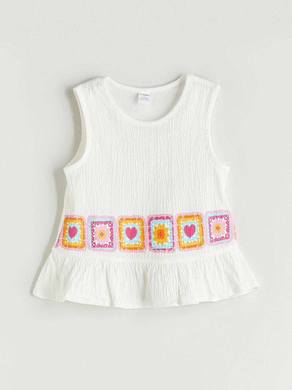 Beyaz Bisiklet Yaka Çiçekli Kız Çocuk Bluz