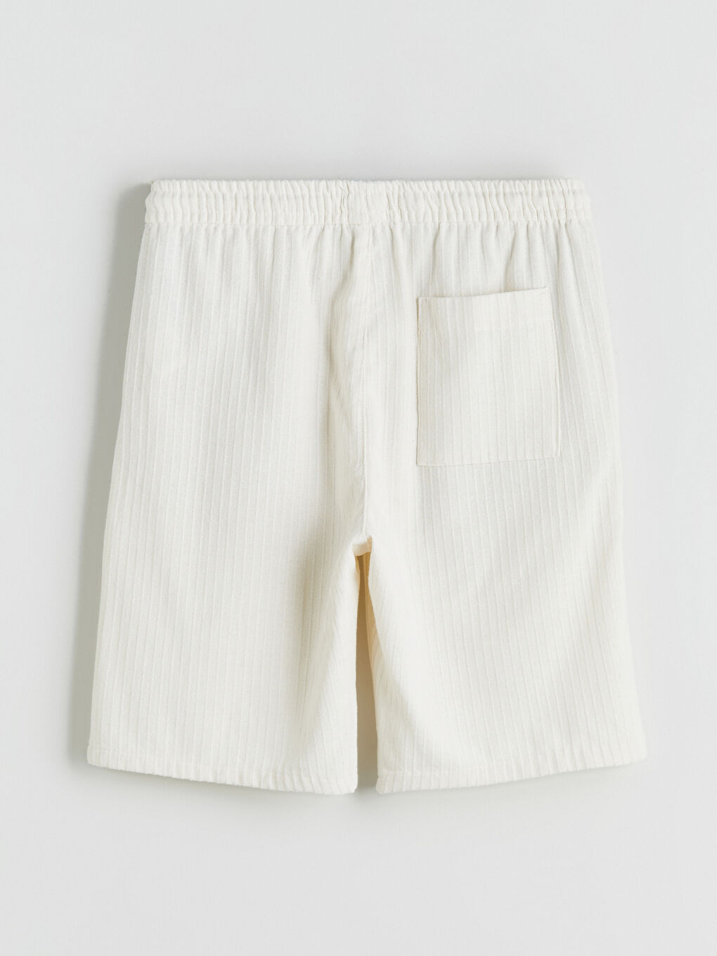 Ekru Standart Kalıp Armürlü Erkek Şort-5