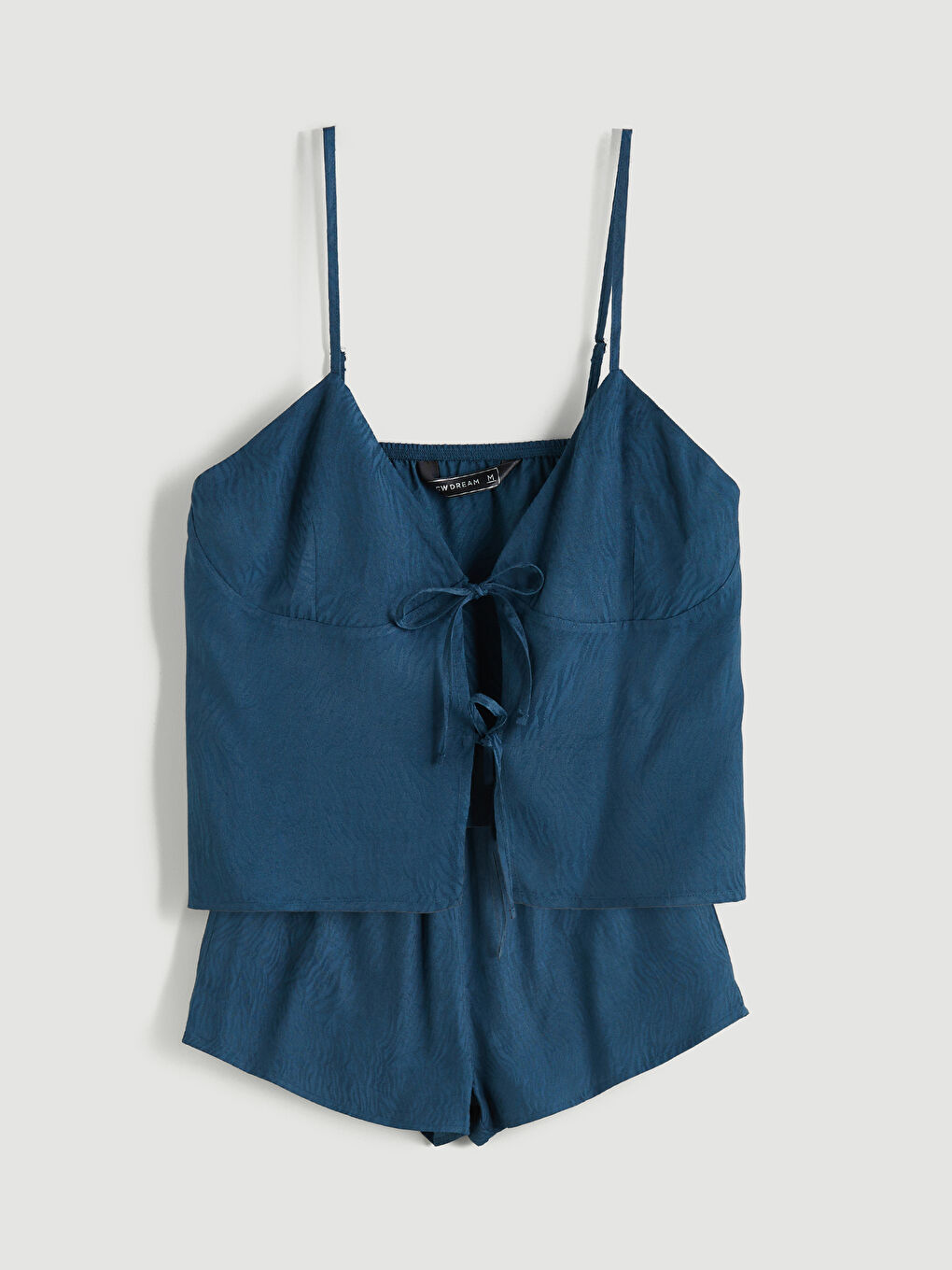 Petrol V Yaka Desenli Kadın Şortlu Pijama Takımı-4