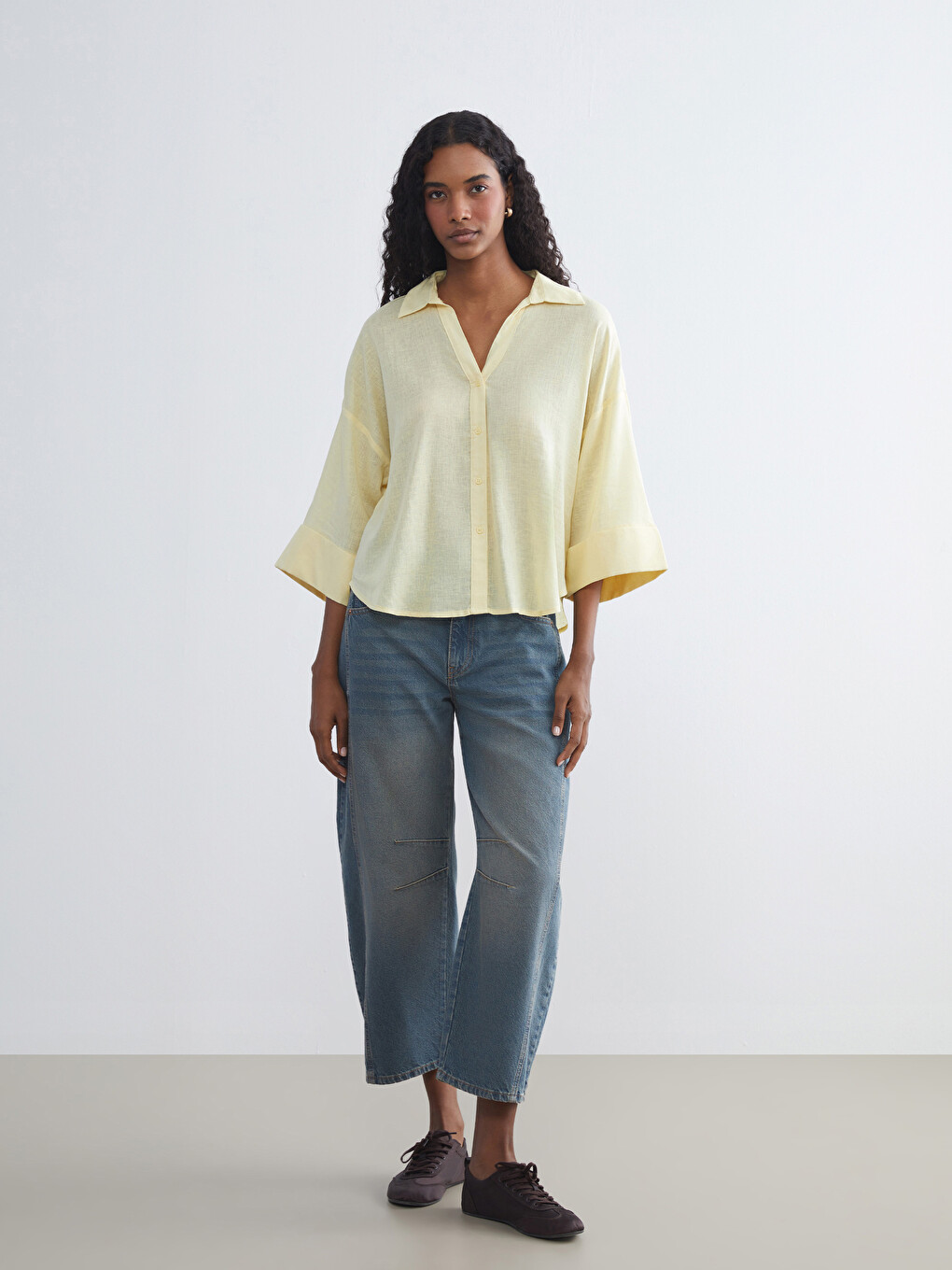 LCW Vision Linen Blend Oversize Women's Shirt - S5RJ29Z8-FEZ | LC