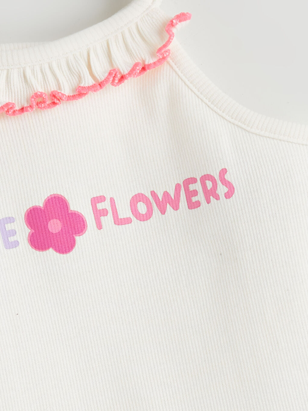 Ekru Halter Yaka Baskılı Kız Çocuk Atlet 2'li-2