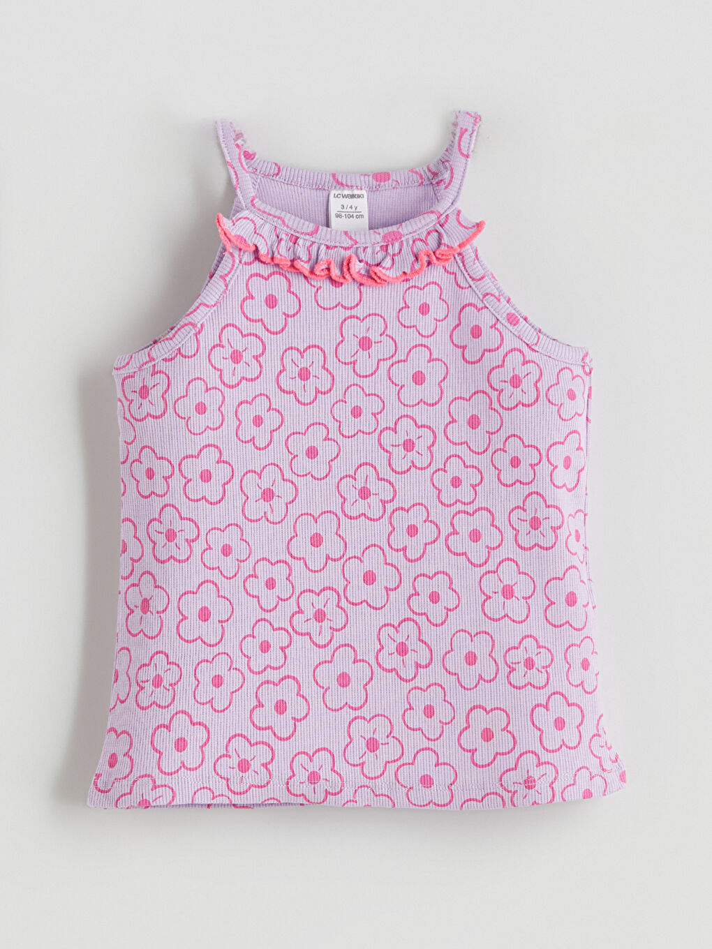 Ekru Halter Yaka Baskılı Kız Çocuk Atlet 2'li-4