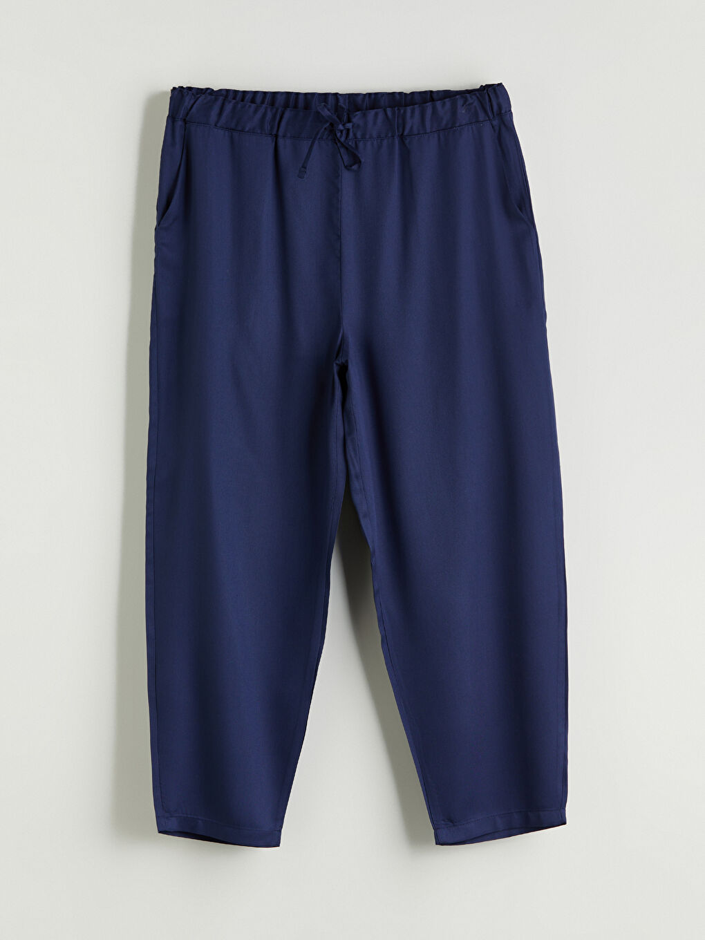 Lacivert Beli Lastikli Havuç Kesim Kadın Pantolon-4