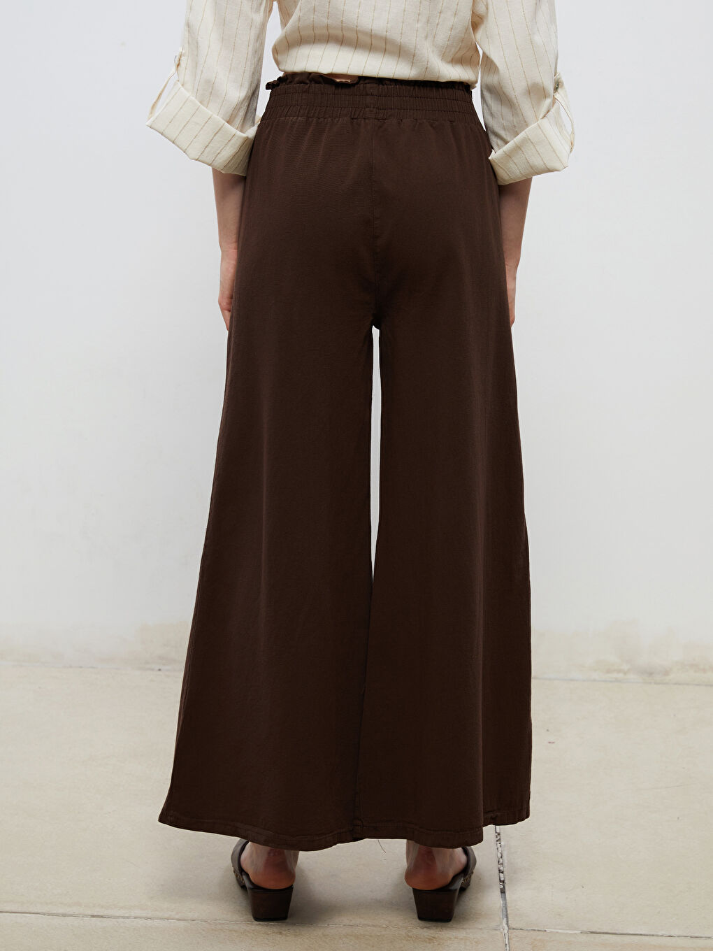 Elastic Waist Wide Leg Women's Trousers -S5RJ51Z8-J0W