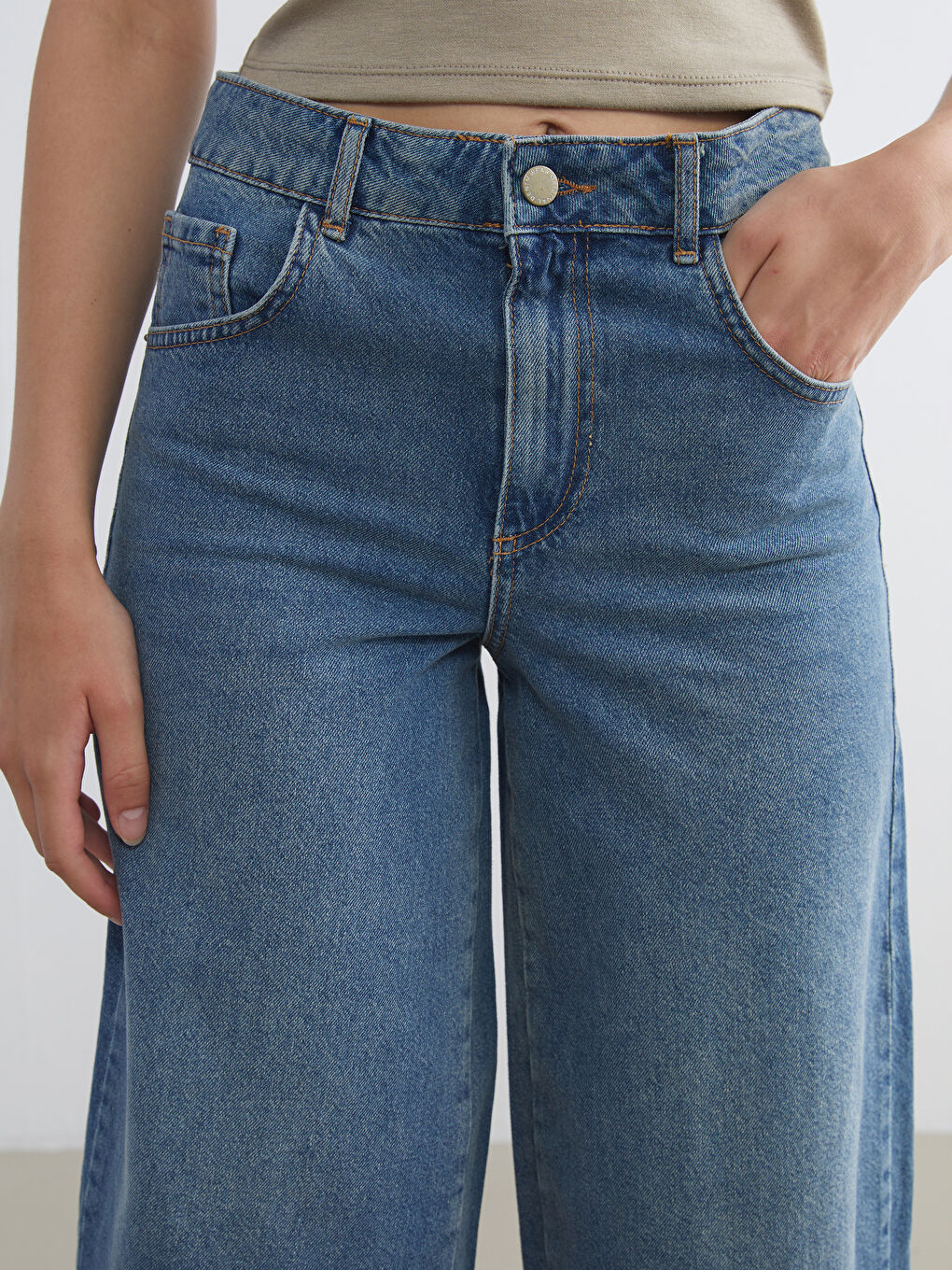 İndigo Standart Fit Kadın Jean Kapri-2