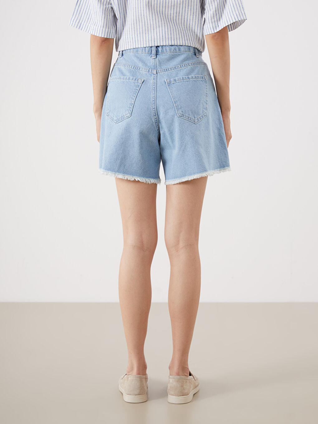 İndigo Standart Fit Kadın Jean Şort-3