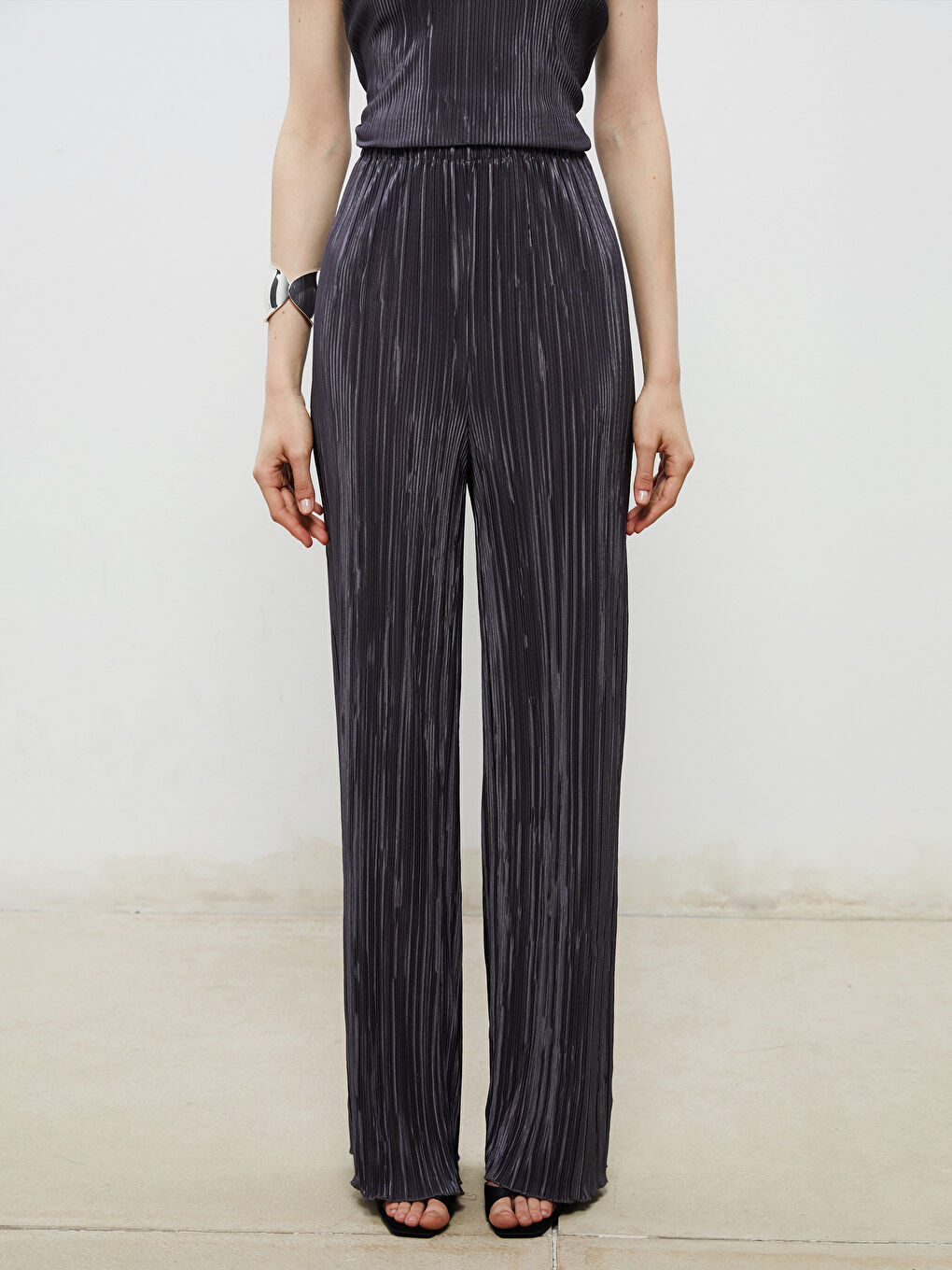 Elasticated Waist Textured Women's Trousers -S5RJ64Z8-CZM