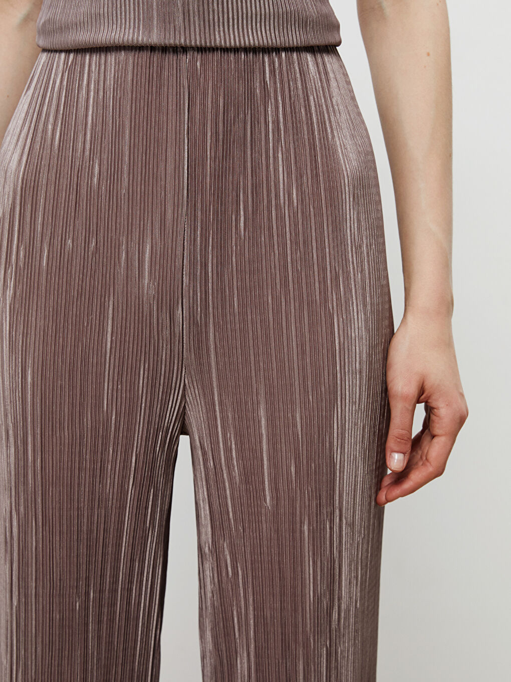 Soulife Elasticated Waist Textured Women's Trousers -S5RJ64Z8-D6H