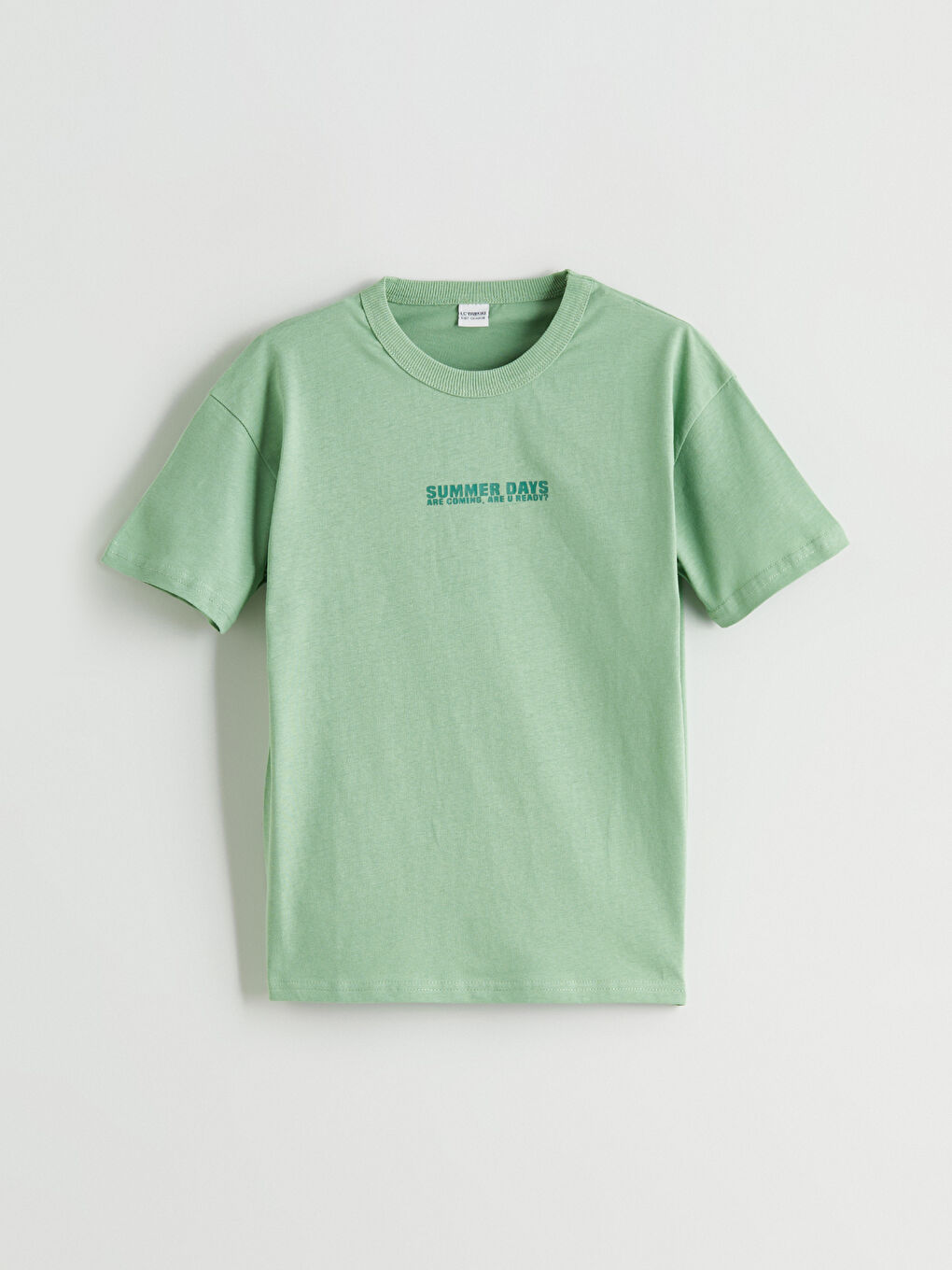 Yeşil Bisiklet Yaka Yazı Baskılı Erkek Çocuk Tişört