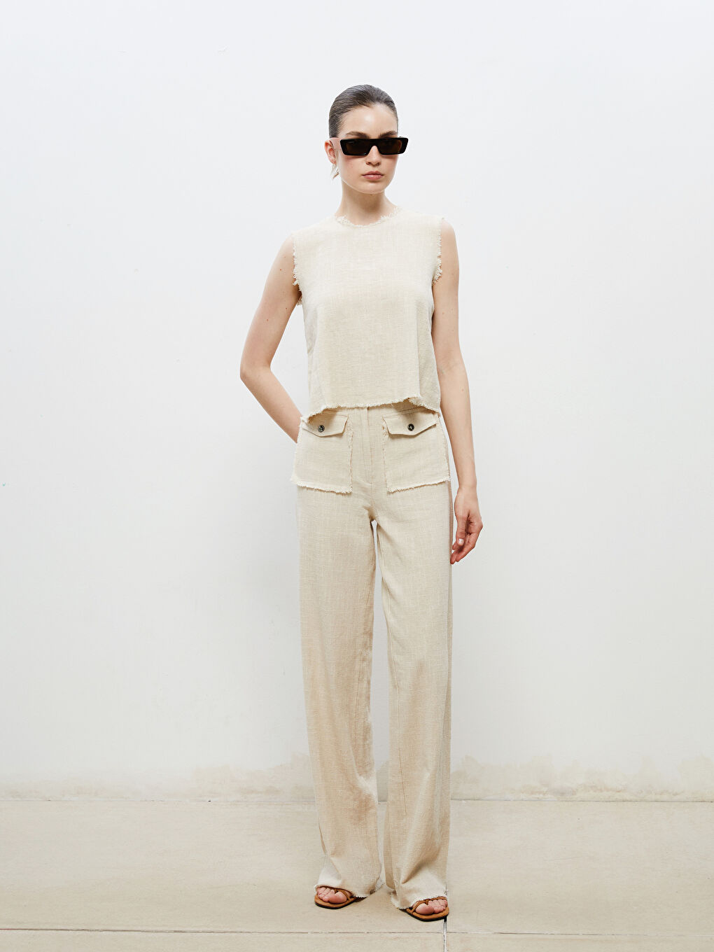 Soulife Standard Fit Linen Blend Women's Trousers -S5RJ92Z8-HZZ