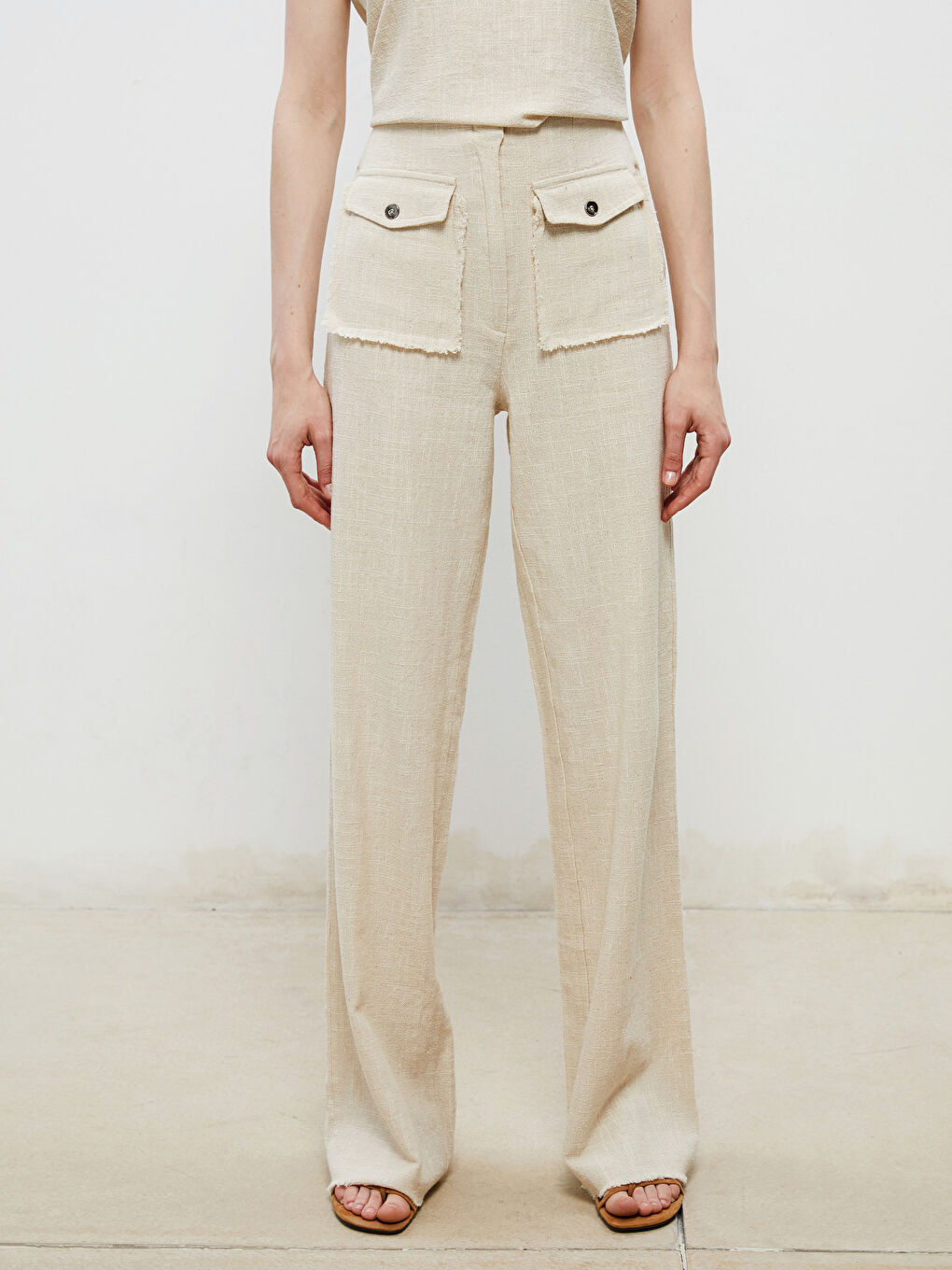Soulife Standard Fit Linen Blend Women's Trousers -S5RJ92Z8-HZZ