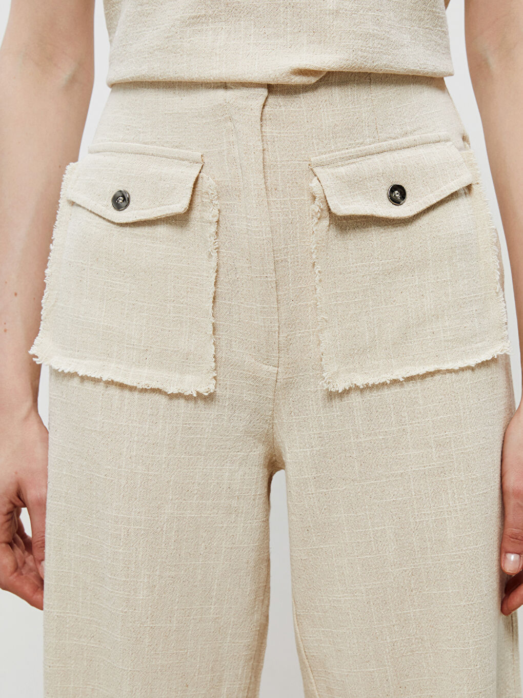 Soulife Standard Fit Linen Blend Women's Trousers -S5RJ92Z8-HZZ