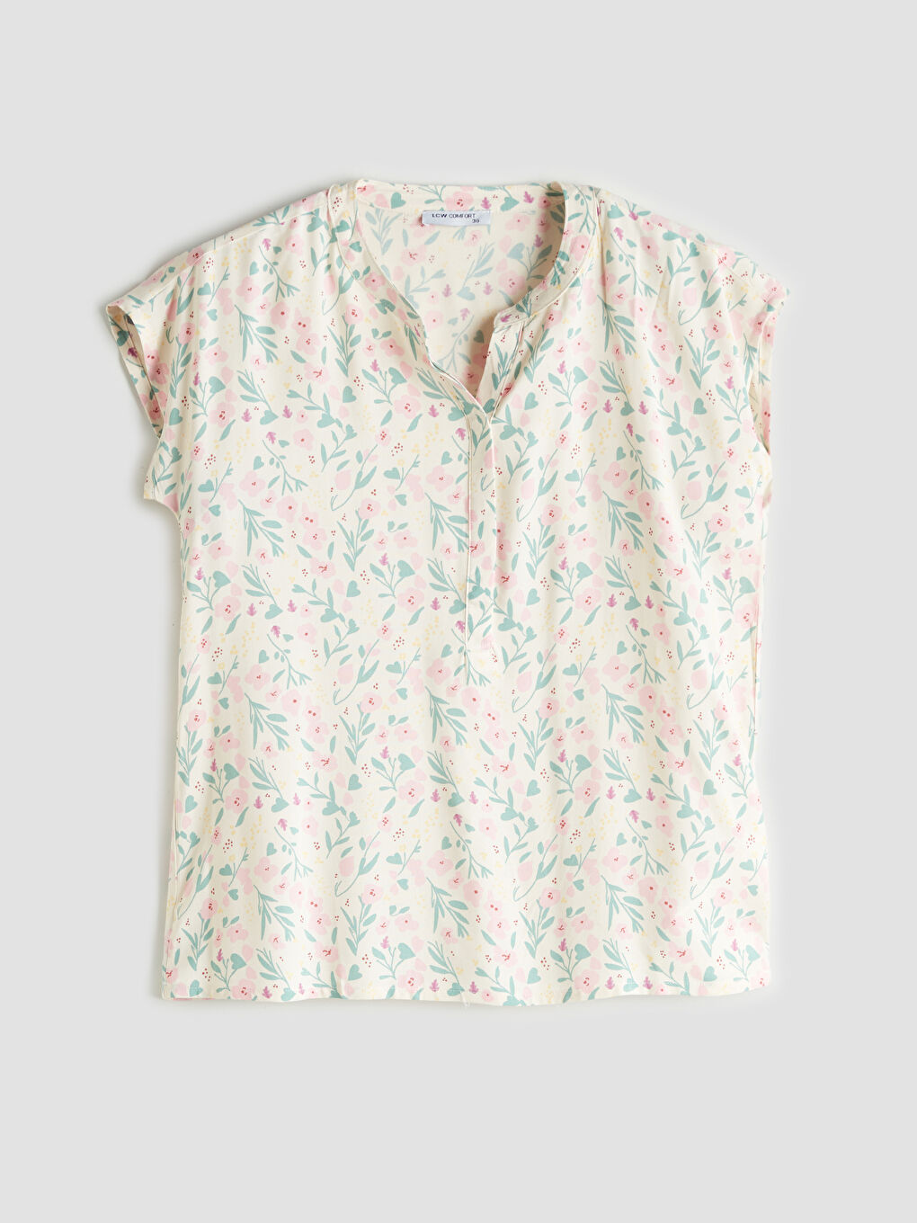 LCW Comfort Notch Neck Floral Blouse -S5RK07Z8-LT4