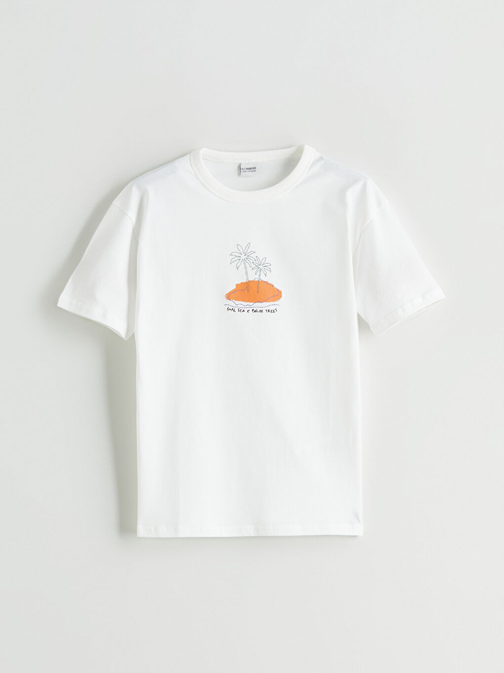 Ekru Bisiklet Yaka Erkek Çocuk Tişört