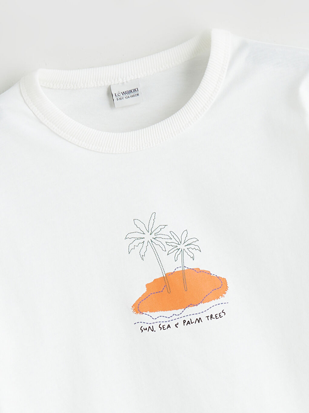 Ekru Bisiklet Yaka Erkek Çocuk Tişört-1