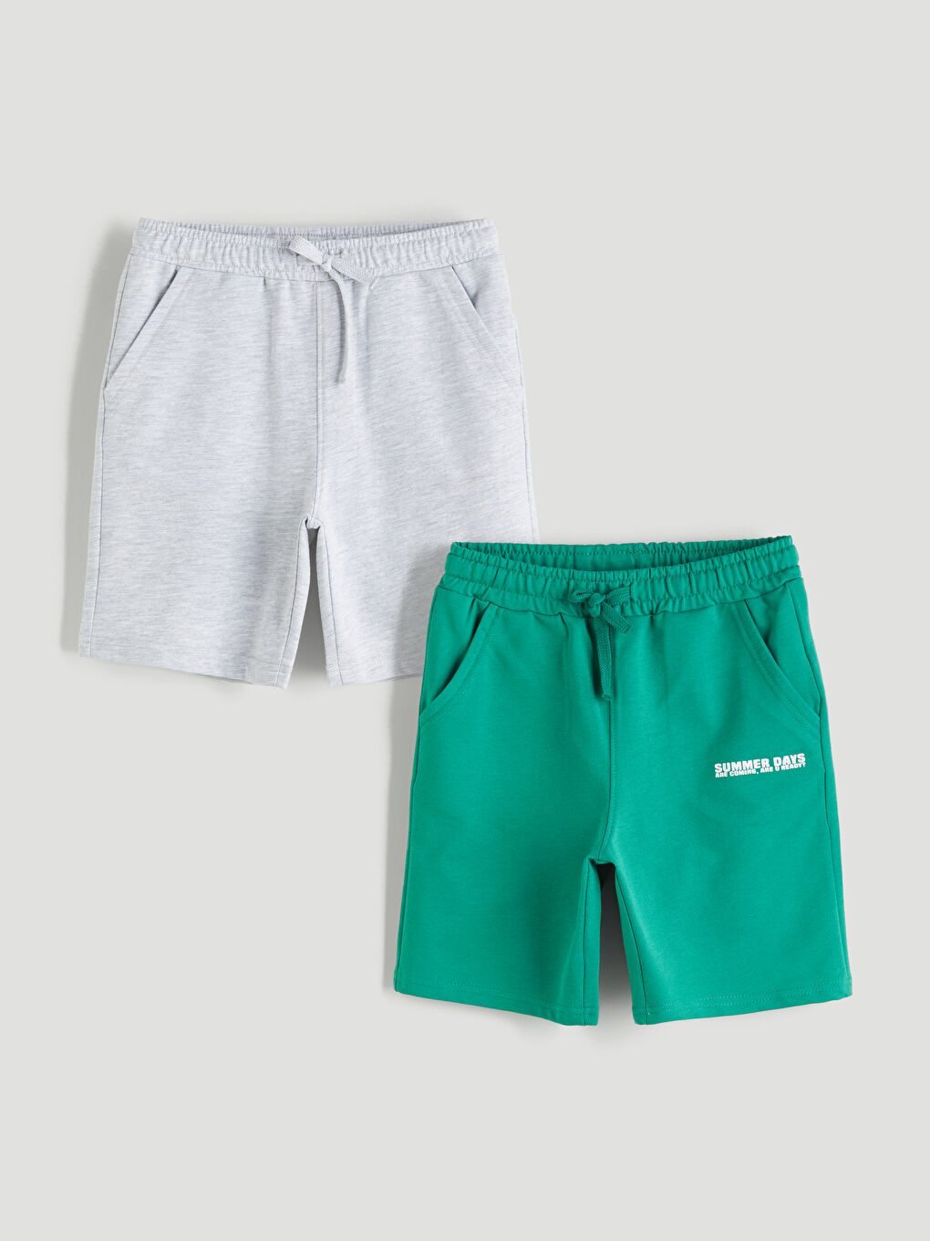 Elasticated Waist Boys' Shorts 2 Pack -S5RK11Z4-GRE