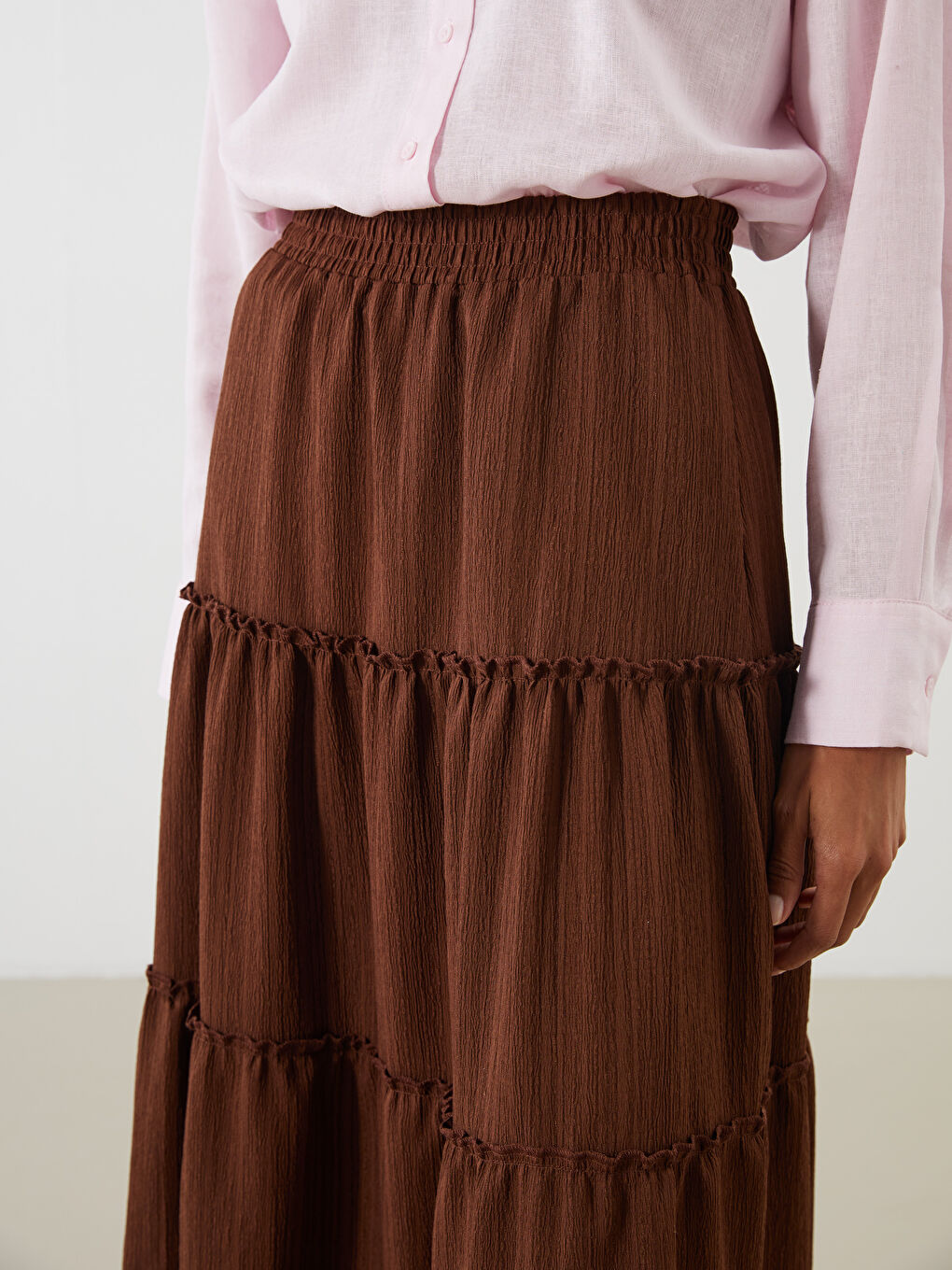 Kahverengi Beli Lastikli Katkat Etek-2