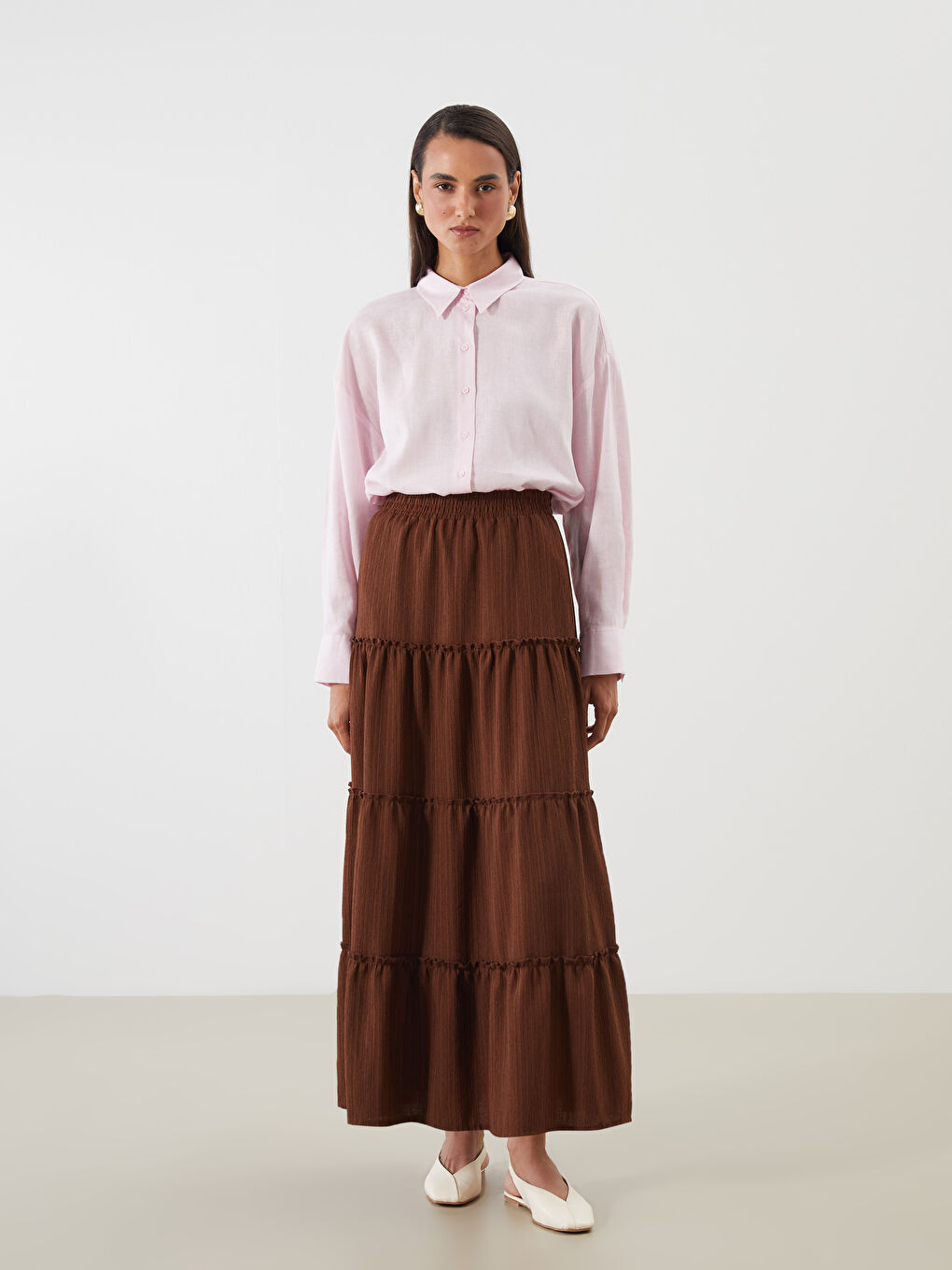 Kahverengi Beli Lastikli Katkat Etek-3