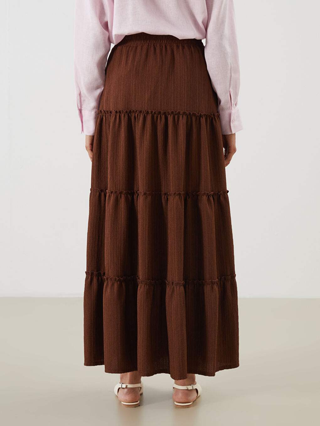 Kahverengi Beli Lastikli Katkat Etek-4