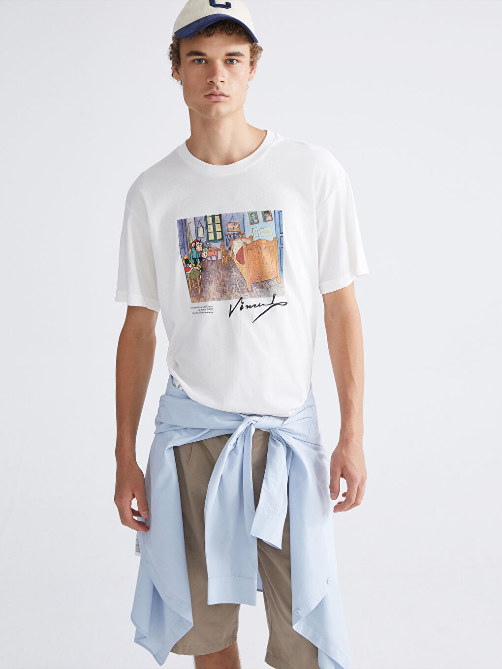 Футболка Мужская с Круглым Вырезом и Ностальгическим Принтом Обезьяны из Причесанного Хлопка