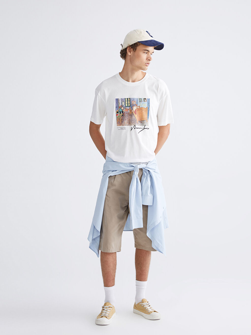 Футболка Мужская с Круглым Вырезом и Ностальгическим Принтом Обезьяны из Причесанного Хлопка-1