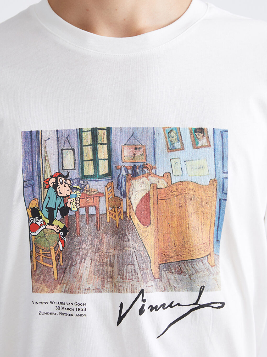 Футболка Мужская с Круглым Вырезом и Ностальгическим Принтом Обезьяны из Причесанного Хлопка-2