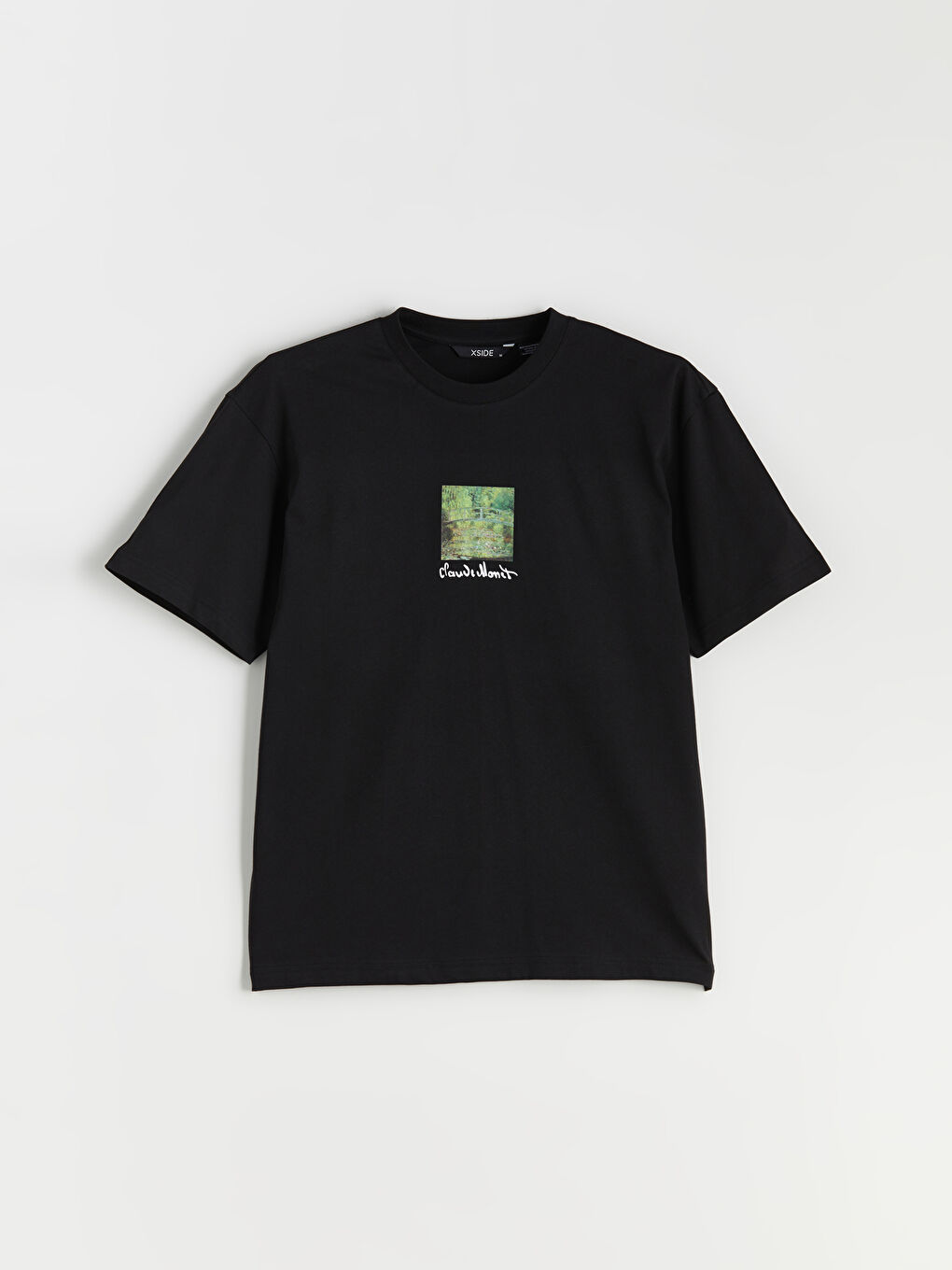 Siyah Bisiklet Yaka Nostaljik Maymun Baskılı Penye Erkek Tişört-4